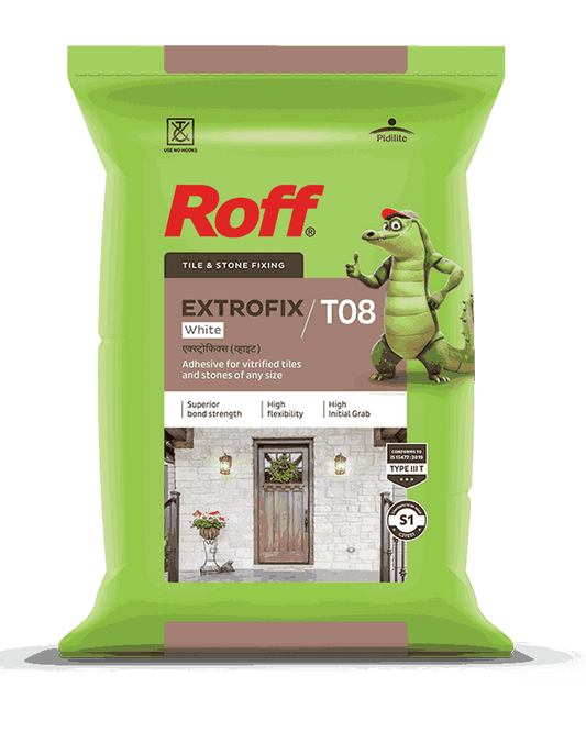 Roff T08 Extrofix Tile Adhesive, White, 20 Kg Bag - BUILDRUN