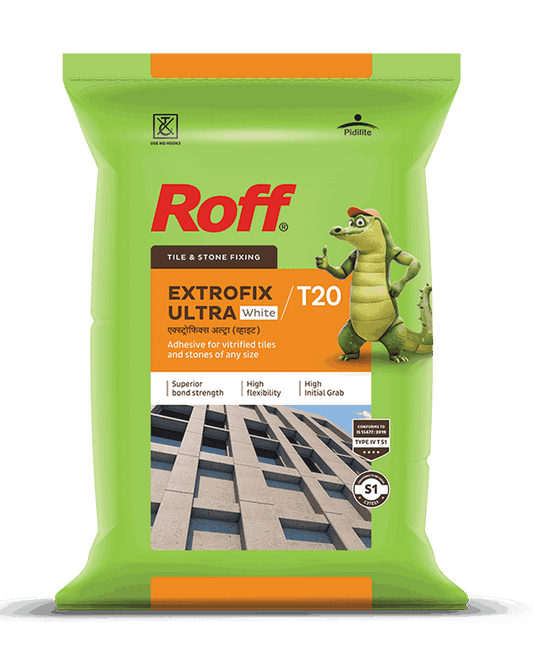 Roff T20 Extrofix Ultra Tile Adhesive, White, 20 Kg Bag - BUILDRUN